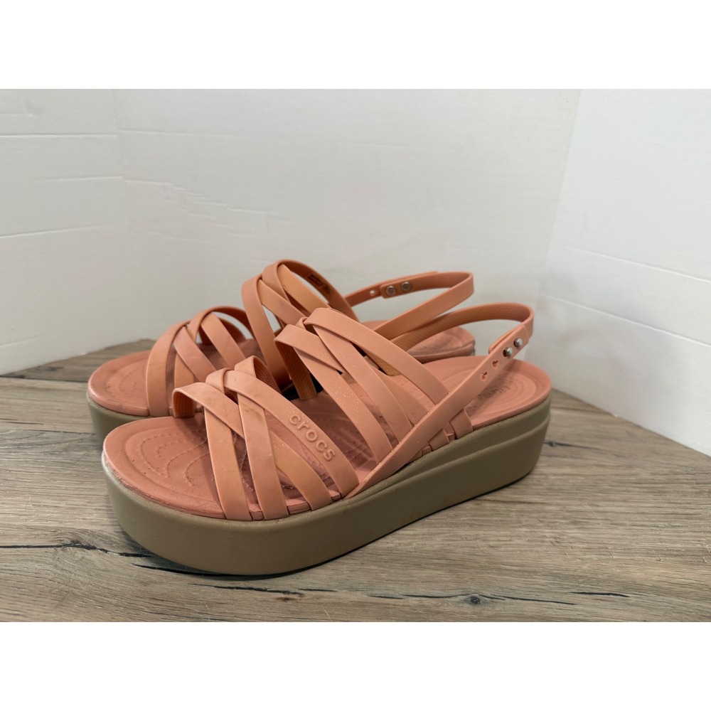 Crocs Literide Brooklyn Strappy Low Wedge Sandal Women's Size 8 Blush
